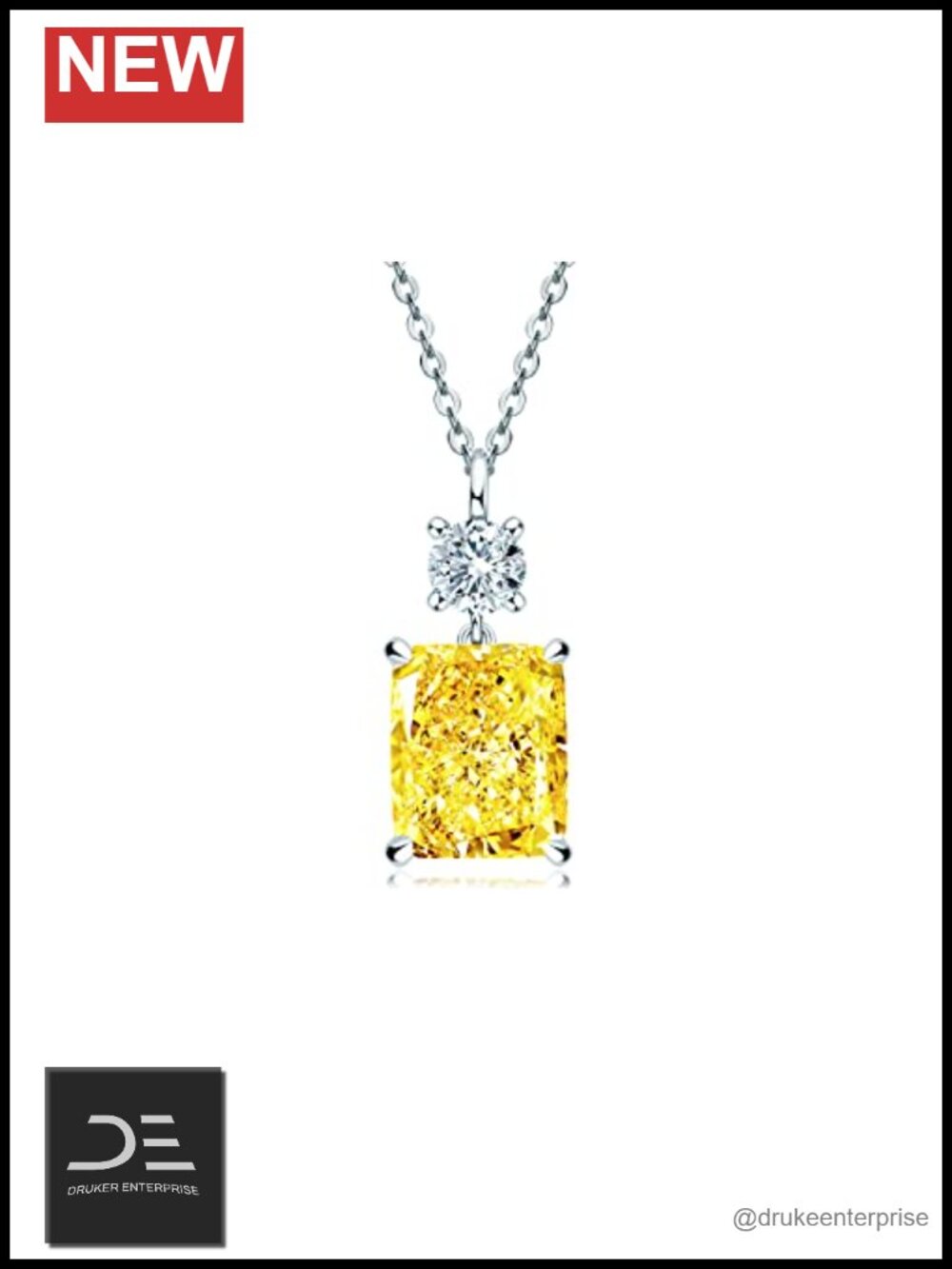 Radiant Dangling Pendant Necklace 925 Sterling Silver Pendant